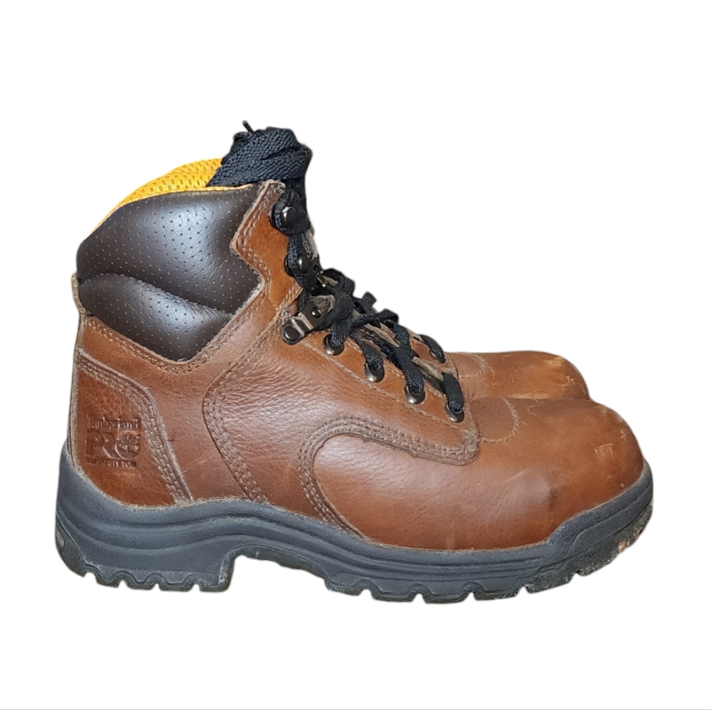 Timberland Pro Titan Brown Leather Lace Up Composite Toe Work Boots Women’s 6 M